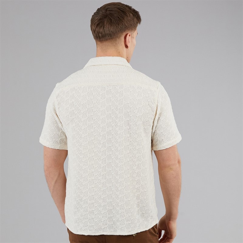 C.R.C. Mens Berry Textured Shirt Off White Offwhite - Image 2