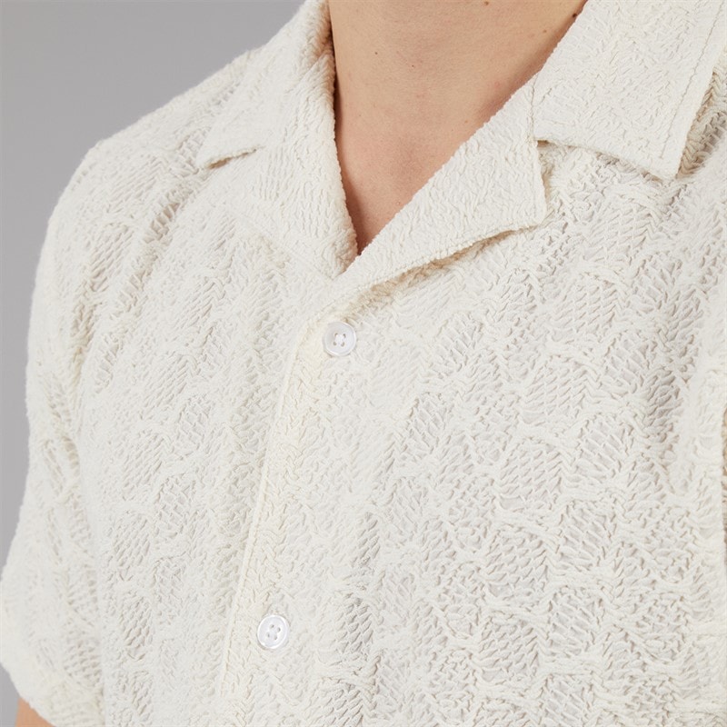 C.R.C. Mens Berry Textured Shirt Off White Offwhite - Image 3