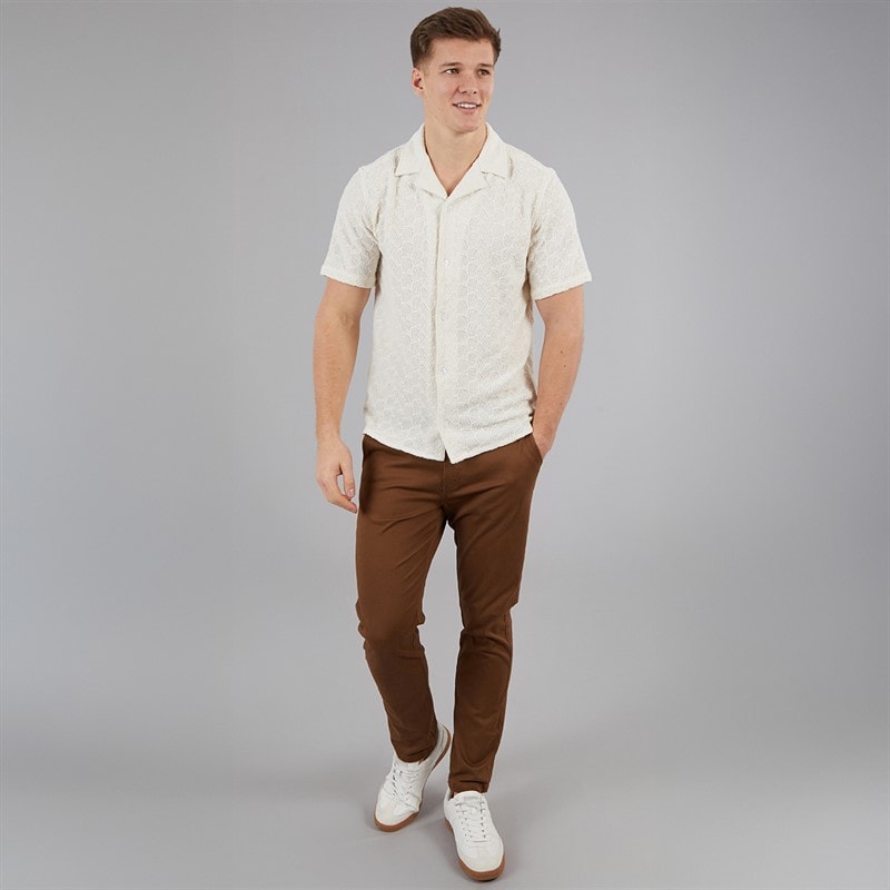 C.R.C. Mens Berry Textured Shirt Off White Offwhite - Image 4