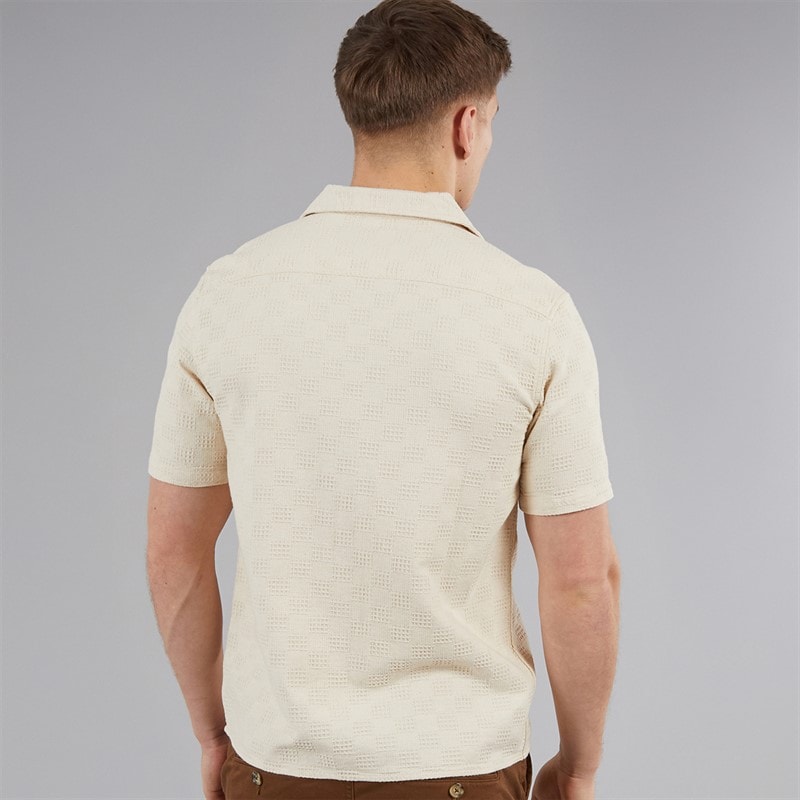 C.R.C. Mens Berry Textured Shirt Off White Offwhite - Image 2