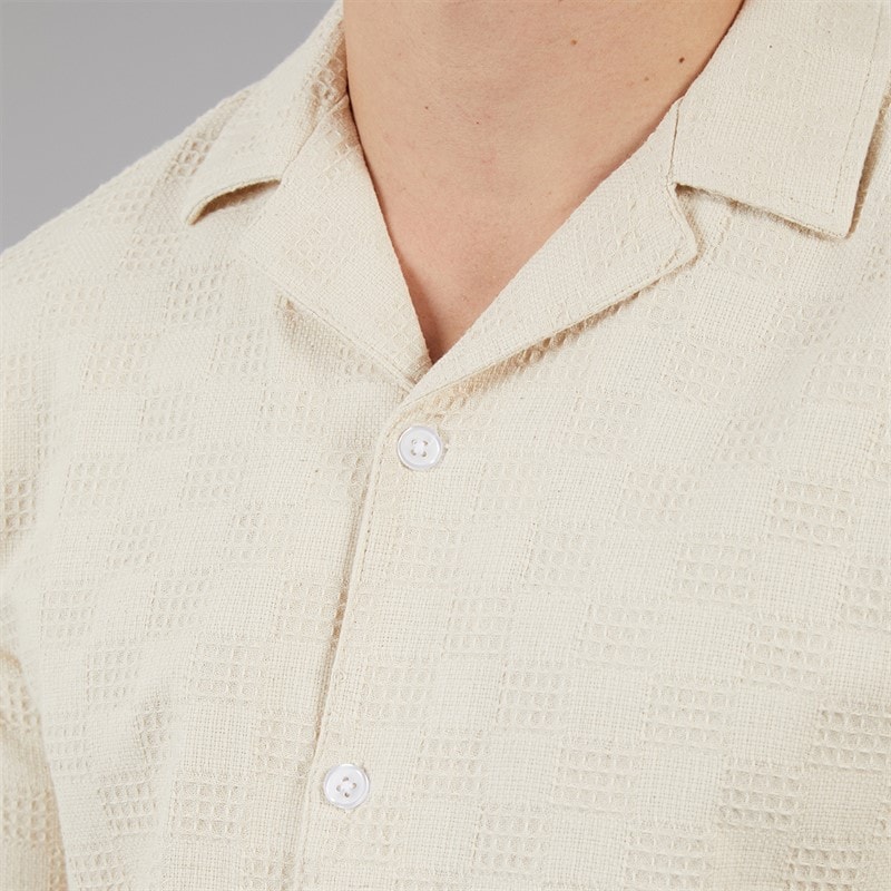 C.R.C. Mens Berry Textured Shirt Off White Offwhite - Image 3