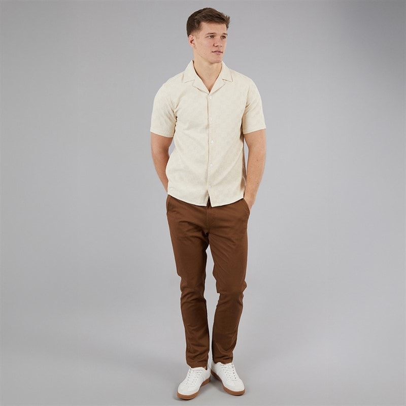 C.R.C. Mens Berry Textured Shirt Off White Offwhite - Image 4