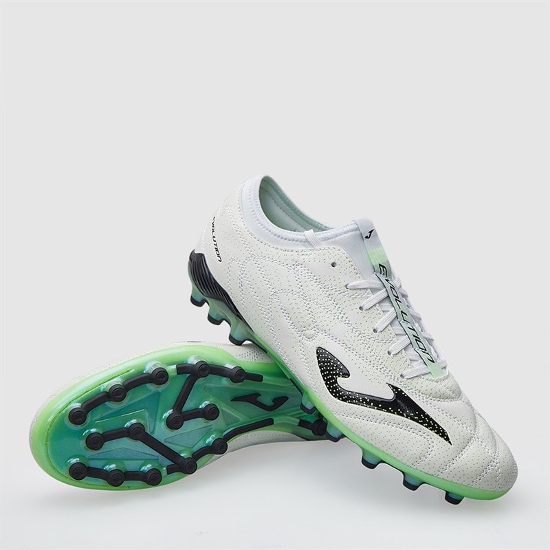 Joma Mens Evolution 25 AG Artificial Grass Football Boots White/Fluoro Green