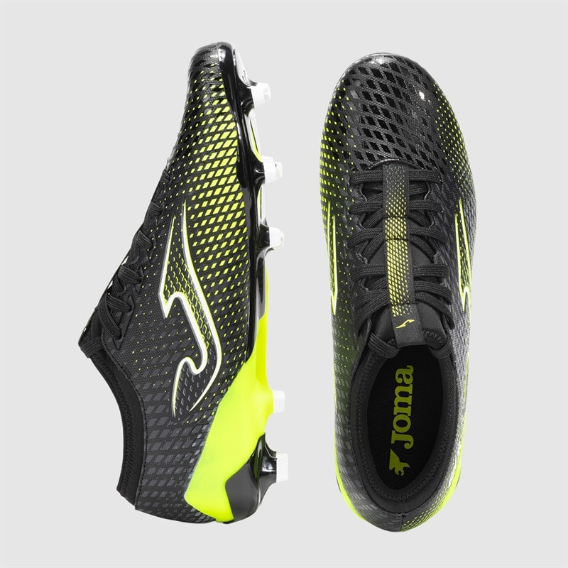 Joma Mens Gol 25 FG Firm Ground Football Boots Black/Fluoro Yellow - Image 4