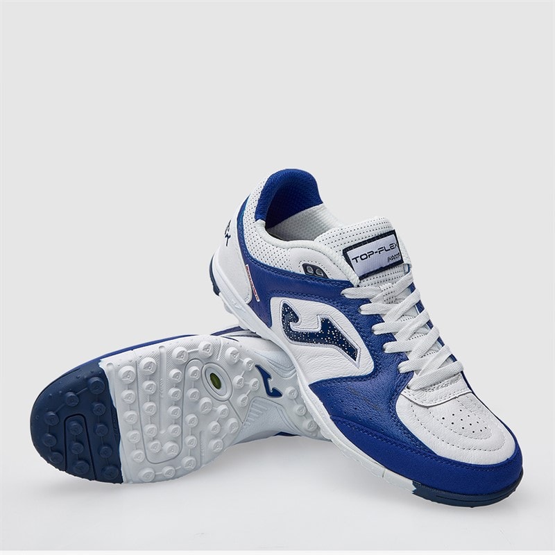 Joma Mens Top Flex 25 TF Astro Turf Football Boots White/Royal