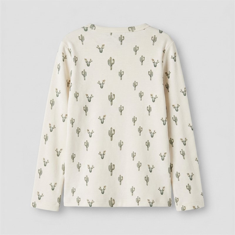 Lil' Atelier Boys Layo Cactus Long Sleeve Top Coconut Milk - Image 2