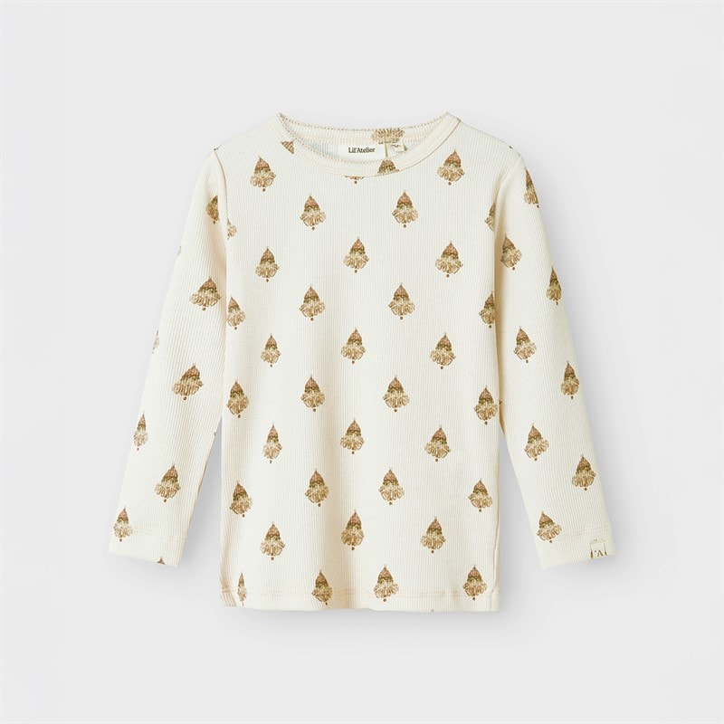 Lil' Atelier Girls Lavo Long Sleeve T-Shirt Pastel Parchment - Image 1