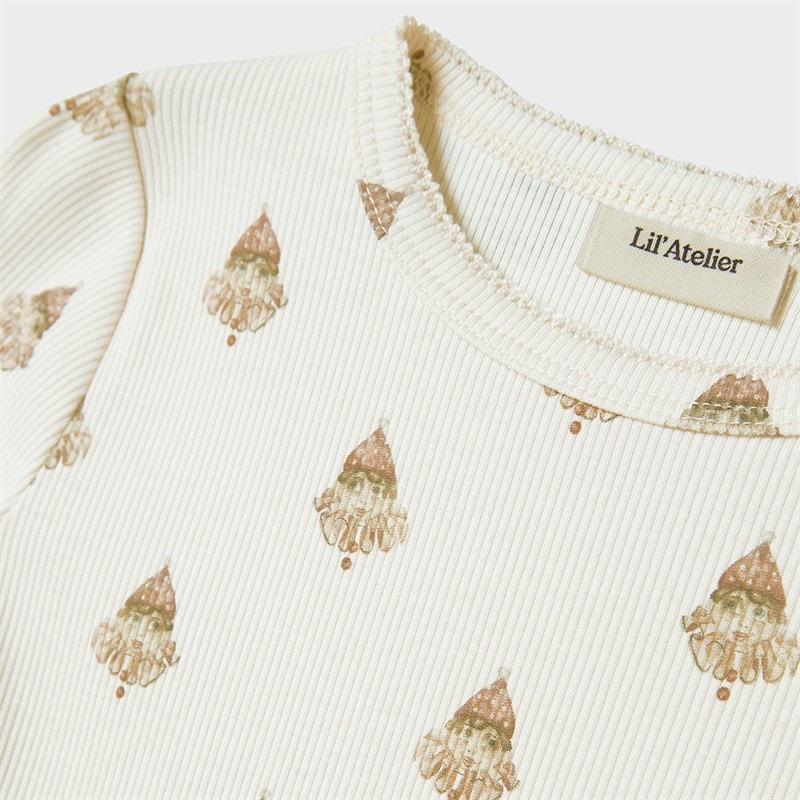 Lil' Atelier Girls Lavo Long Sleeve T-Shirt Pastel Parchment - Image 3