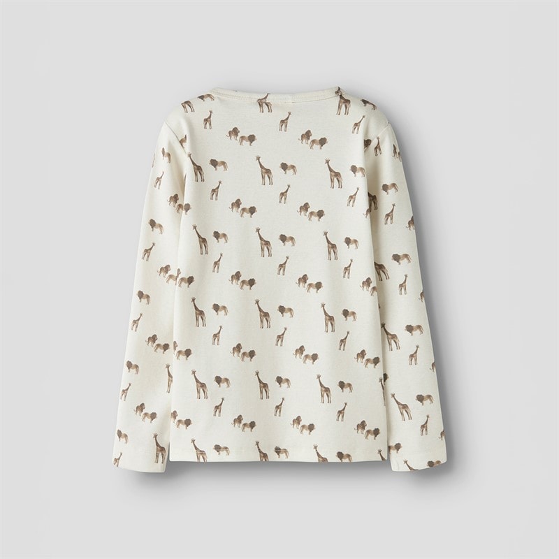 Lil' Atelier Boys Layo Lion Long Sleeve Top Coconut Milk - Image 2