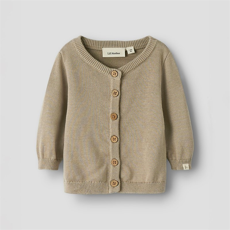Lil' Atelier Kids Dundo Knitted Cardigan Oxford Tan - Image 1
