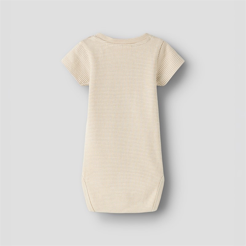 Lil' Atelier Kids Feng Short Sleeve Babygrow Oxford Tan - Image 2