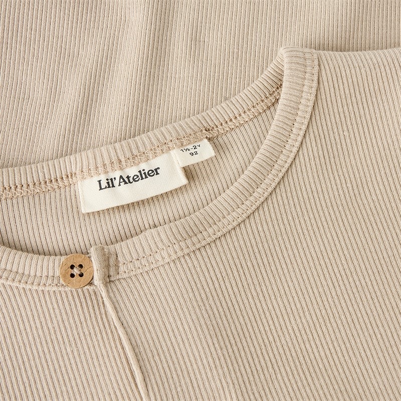 Lil' Atelier Boys Lago Long Sleeve Top Oxford Tan - Image 3