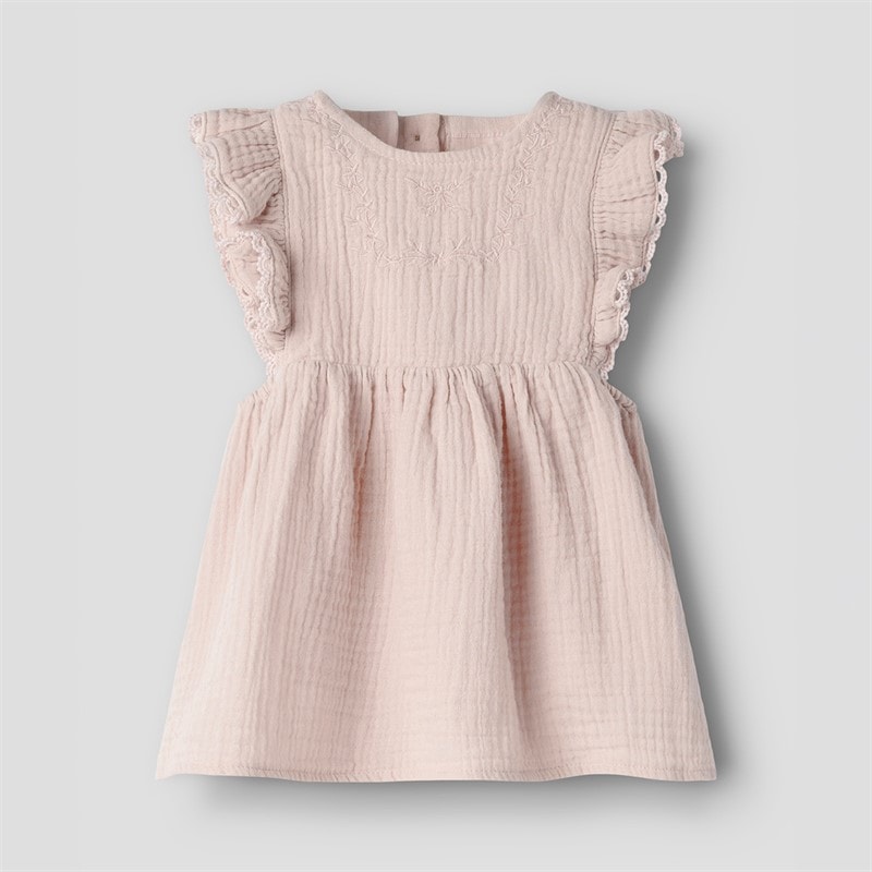 Lil' Atelier Girls Fulina Short Sleeve Dress Peach Whip