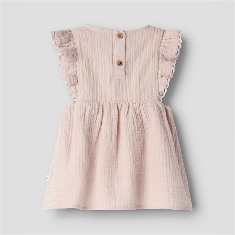 Lil' Atelier Girls Fulina Short Sleeve Dress Peach Whip - Image 2