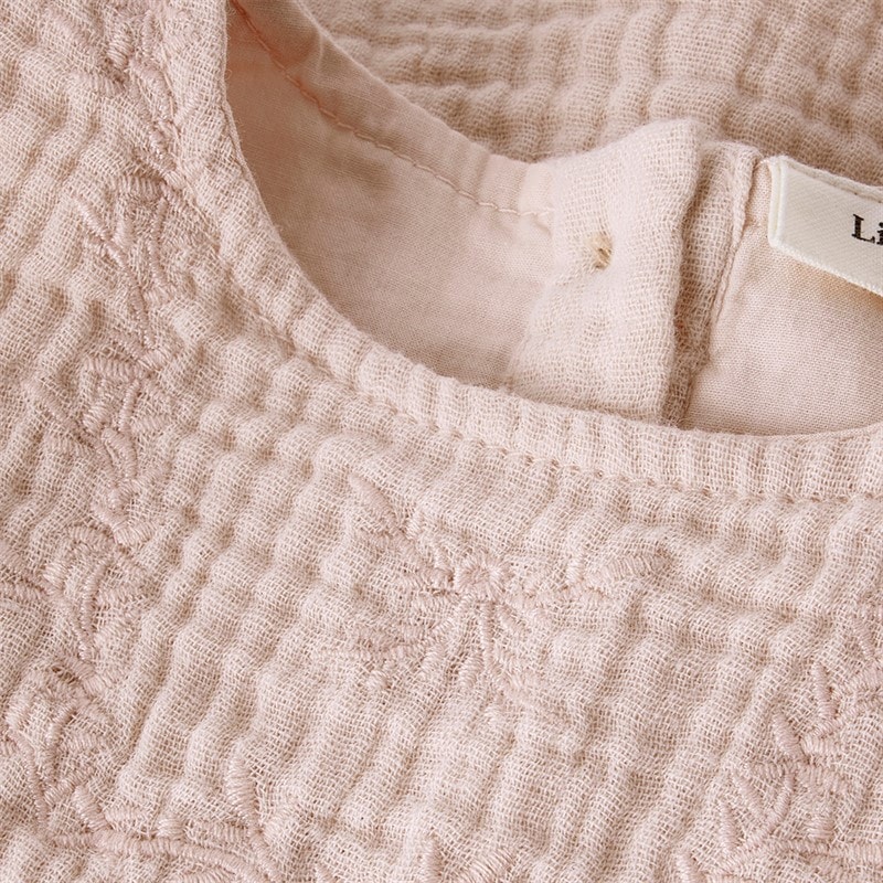 Lil' Atelier Girls Fulina Short Sleeve Dress Peach Whip - Image 3