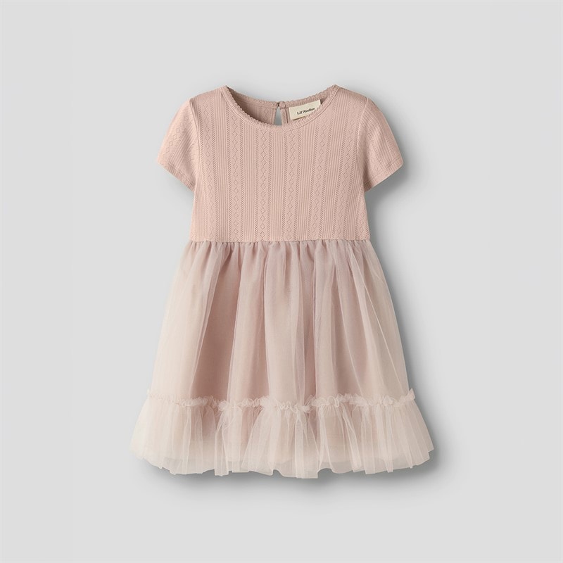 Lil' Atelier Girls Fanella Tulle Dress Peach Whip - Image 1