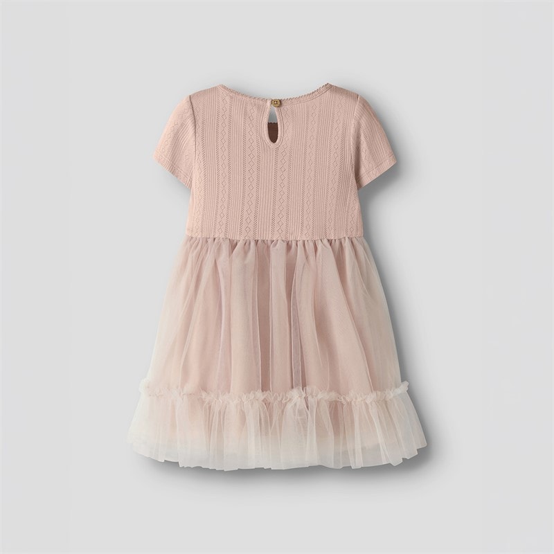 Lil' Atelier Girls Fanella Tulle Dress Peach Whip - Image 2