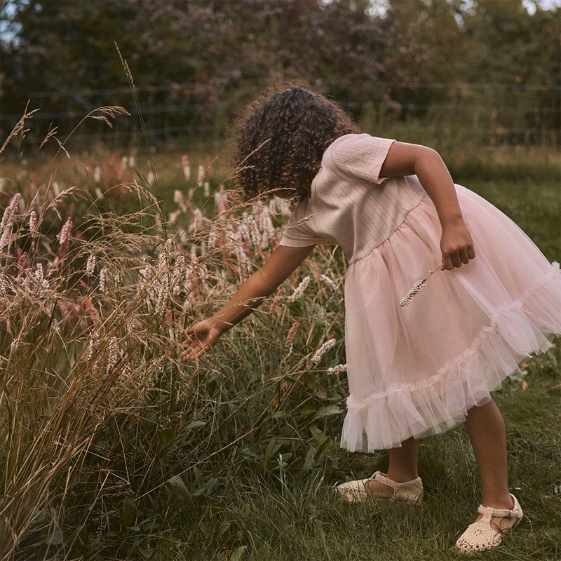 Lil' Atelier Girls Fanella Tulle Dress Peach Whip - Image 4