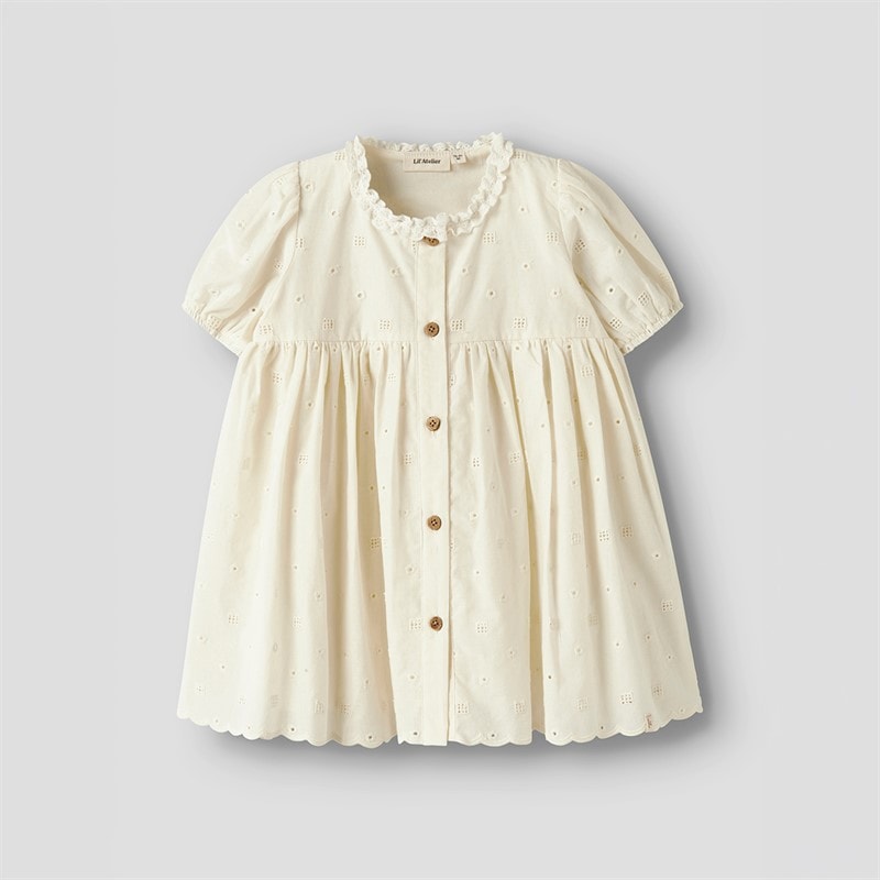 Lil' Atelier Girls Flores Short Sleeve Dress Coconut Milk