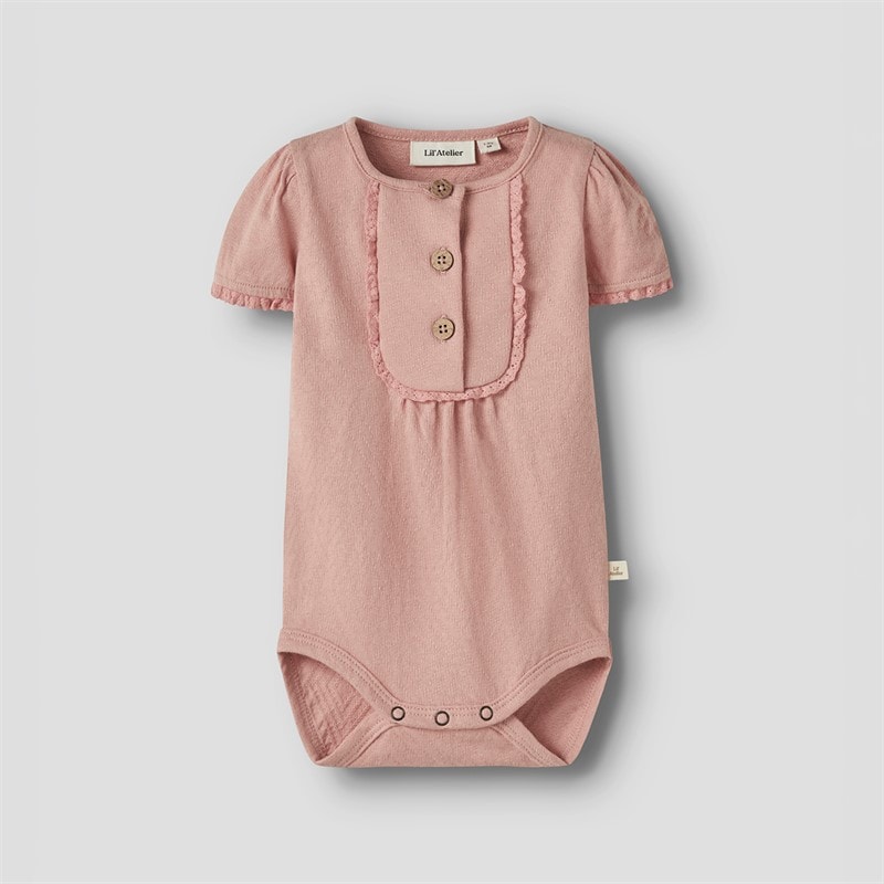 Lil' Atelier Girls Halina Short Sleeve Babygrow Rose Tan