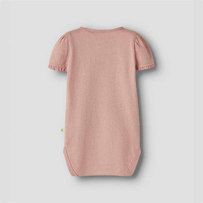 Lil' Atelier Girls Halina Short Sleeve Babygrow Rose Tan - Image 2