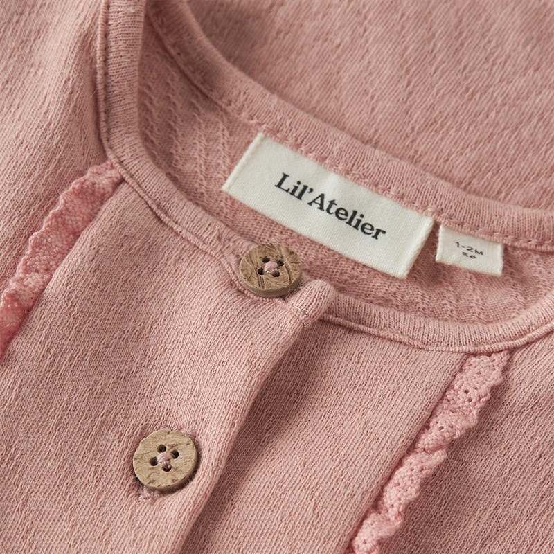 Lil' Atelier Girls Halina Short Sleeve Babygrow Rose Tan - Image 3
