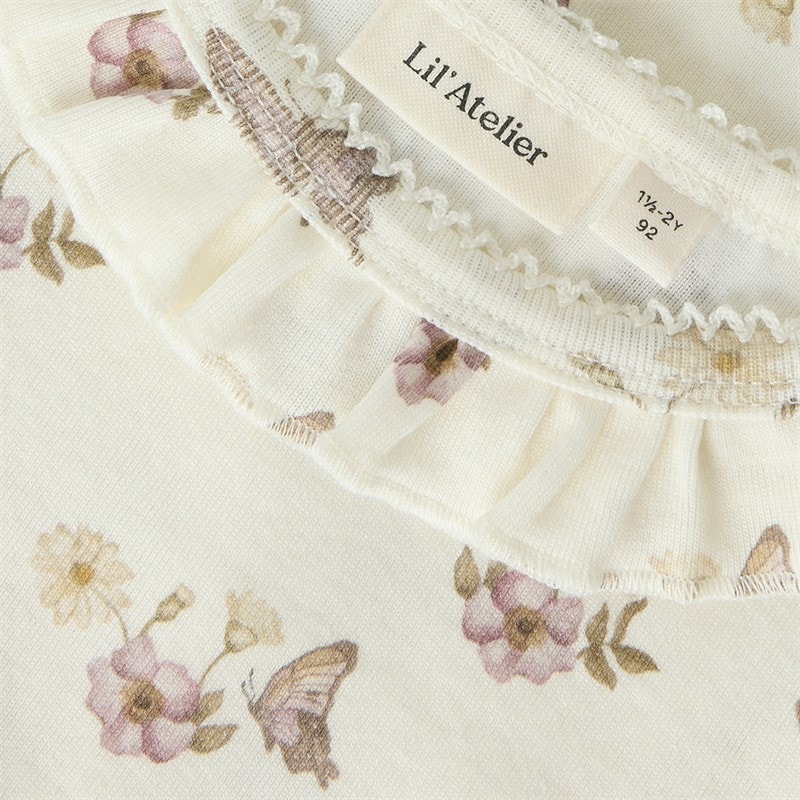 Lil' Atelier Girls Layo Short Sleeve T-Shirt Coconut Milk - Image 3