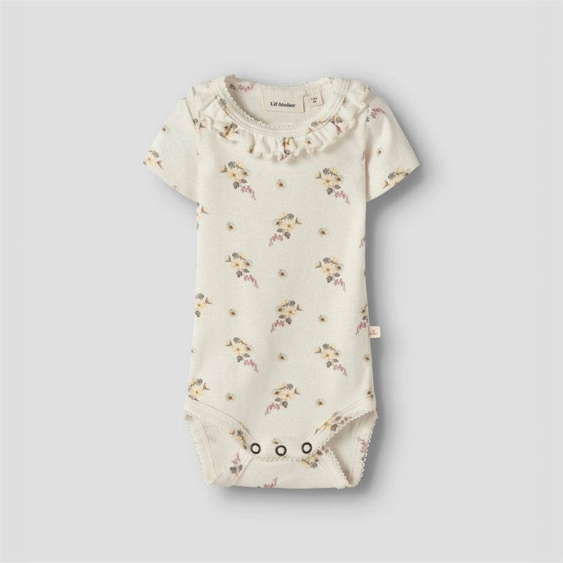 Lil' Atelier Girls Gayo Short Sleeve Babygrow Coconut Milk