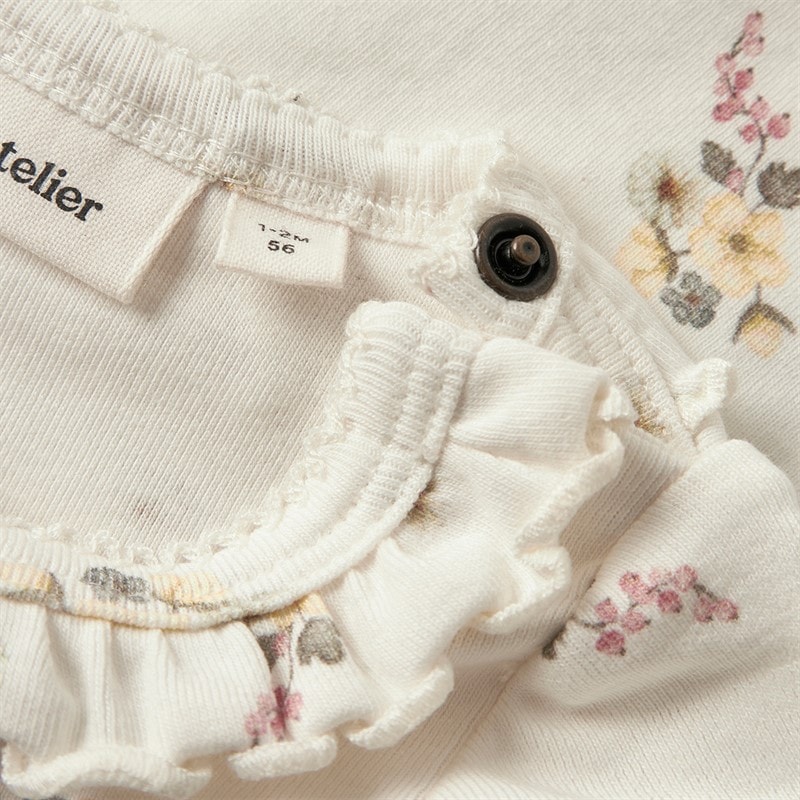 Lil' Atelier Girls Gayo Short Sleeve Babygrow Coconut Milk - Image 3
