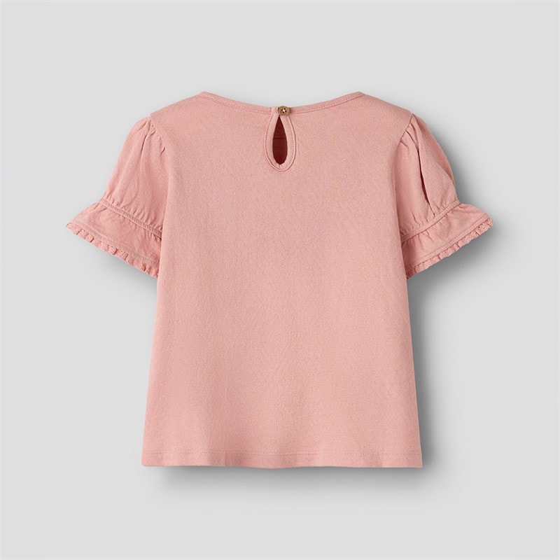 Lil' Atelier Girls Halina Short Sleeve T-Shirt Rose Tan - Image 2