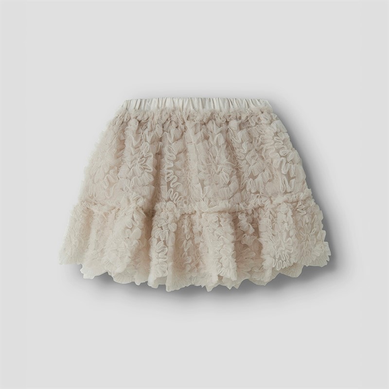 Lil' Atelier Girls Fauna Tulle Skirt Pumice Stone - Image 2