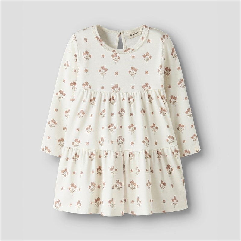 Lil' Atelier Girls Layo Long Sleeve Dress Coconut Milk