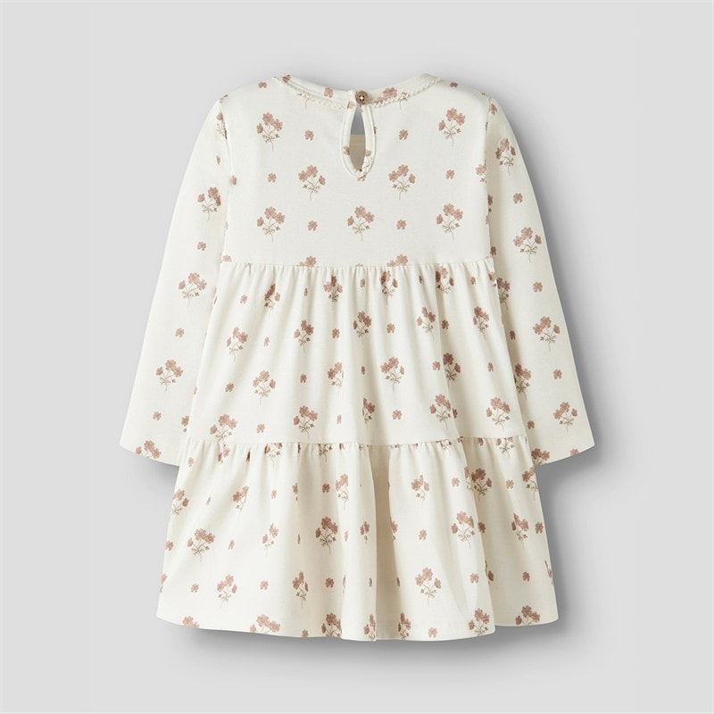 Lil' Atelier Girls Layo Long Sleeve Dress Coconut Milk - Image 2
