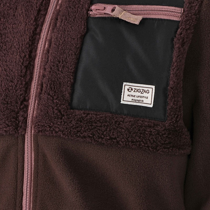 Zig Zag Kids Dundo Teddy Fleece Jacket 4241 Fudge - Image 3
