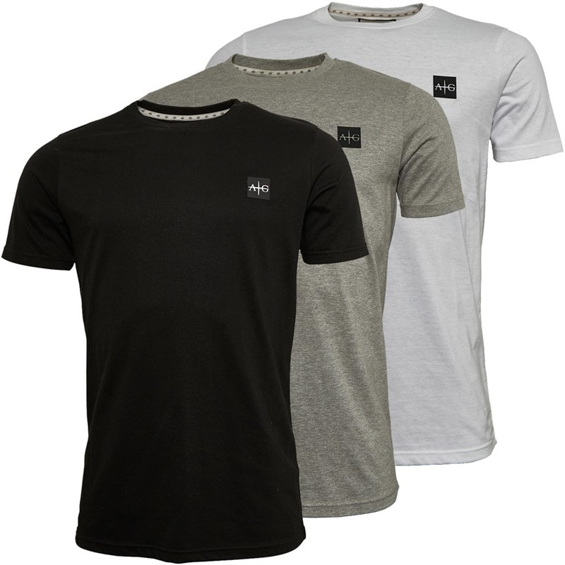 Avant Garde Mens Sawton Three Pack T-Shirts Black/White/Grey Marl - Image 1
