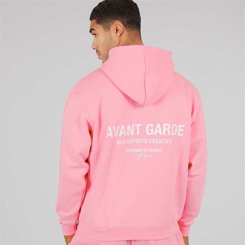 Avant Garde Mens Creatives Slightly Oversized Hoodie Bubblegum Pink - Image 2