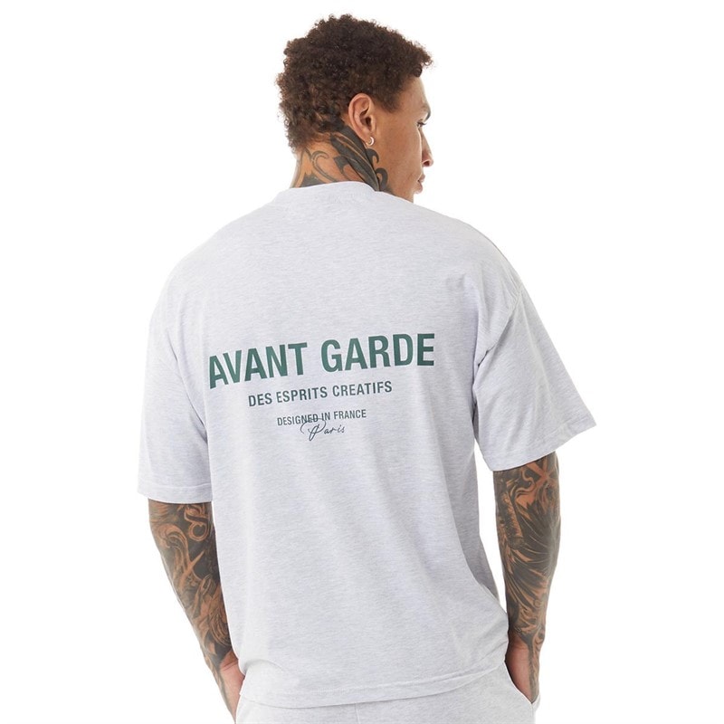 Avant Garde Mens Creatives T-Shirt Light Grey Marl - Image 2
