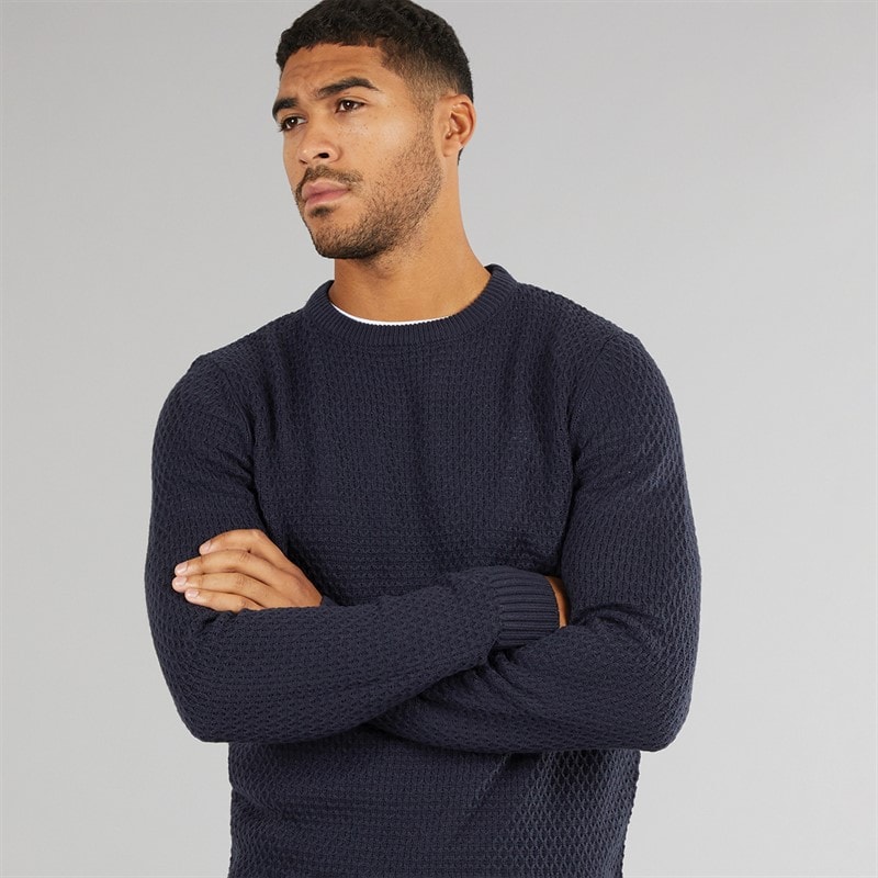 Avant Garde Mens Tanka Crew Neck Jumper Navy - Image 3