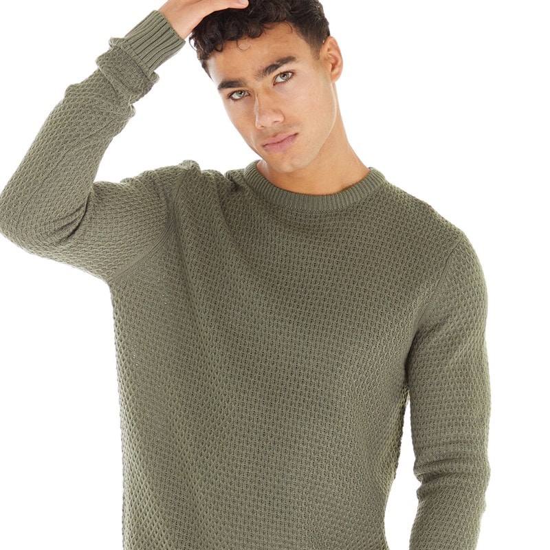 Avant Garde Mens Tanka Crew Neck Jumper Olive - Image 1