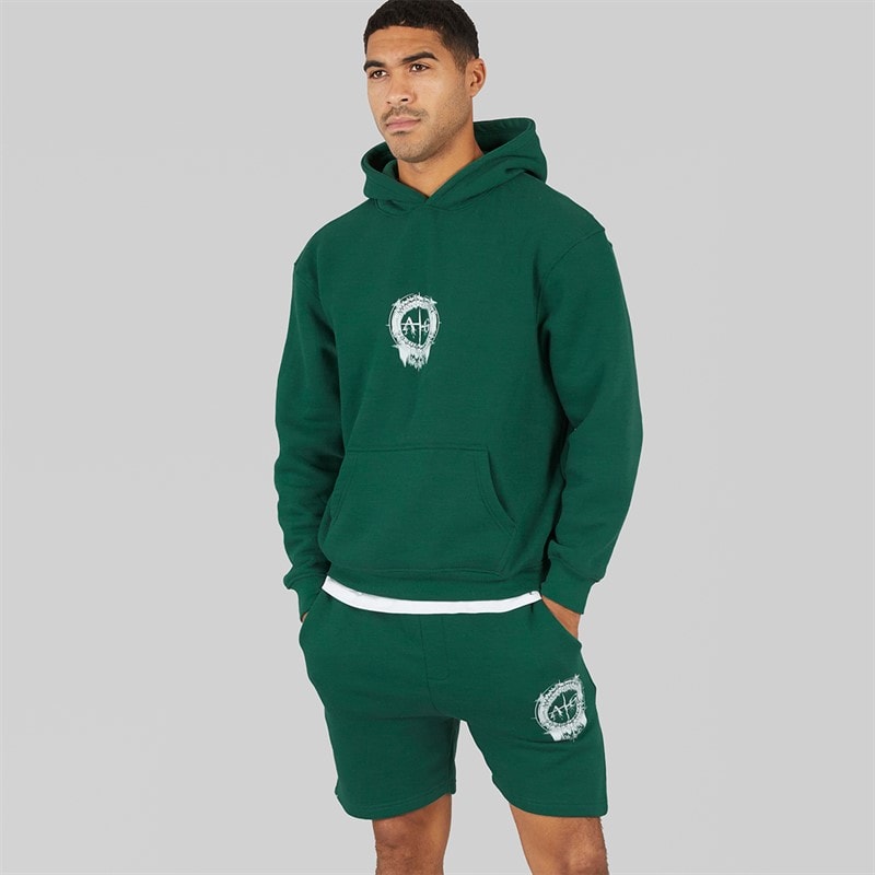 Avant Garde Mens Fausser Hoodie And Shorts Set Emerald - Image 1