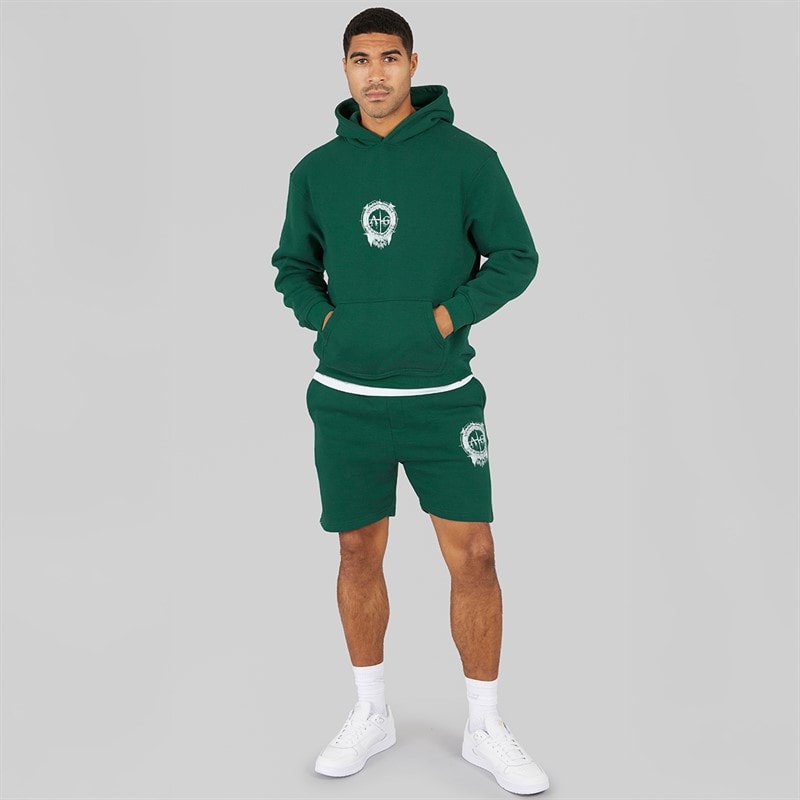 Avant Garde Mens Fausser Hoodie And Shorts Set Emerald - Image 4