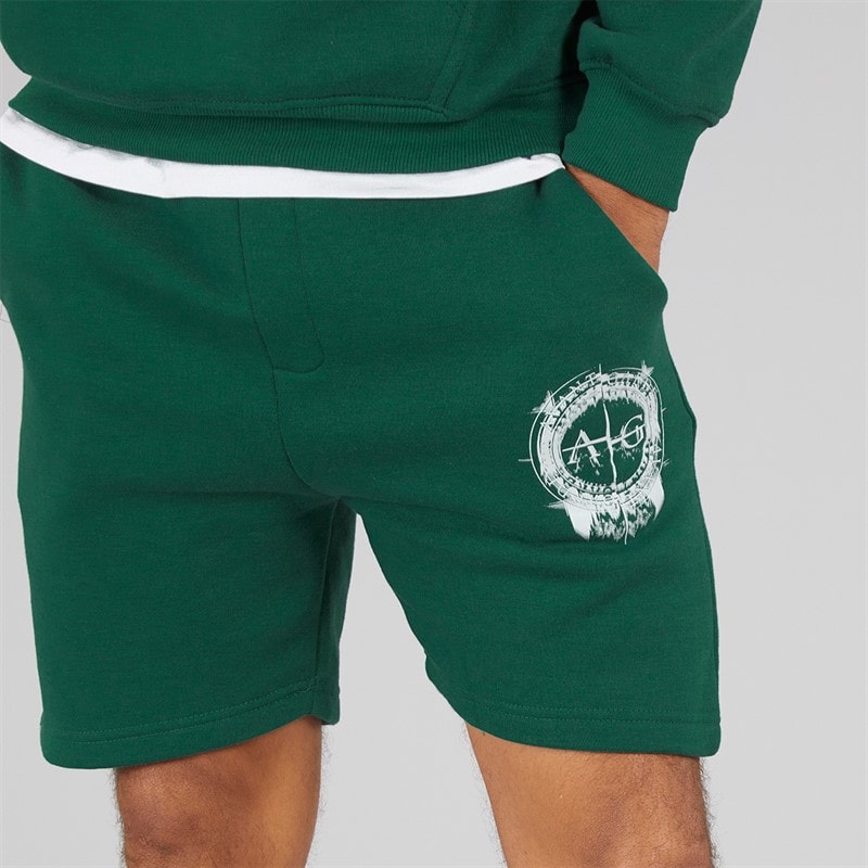 Avant Garde Mens Fausser Hoodie And Shorts Set Emerald - Image 5