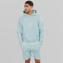 Avant Garde Mens Fausser Hoodie And Shorts Set Skyblue
