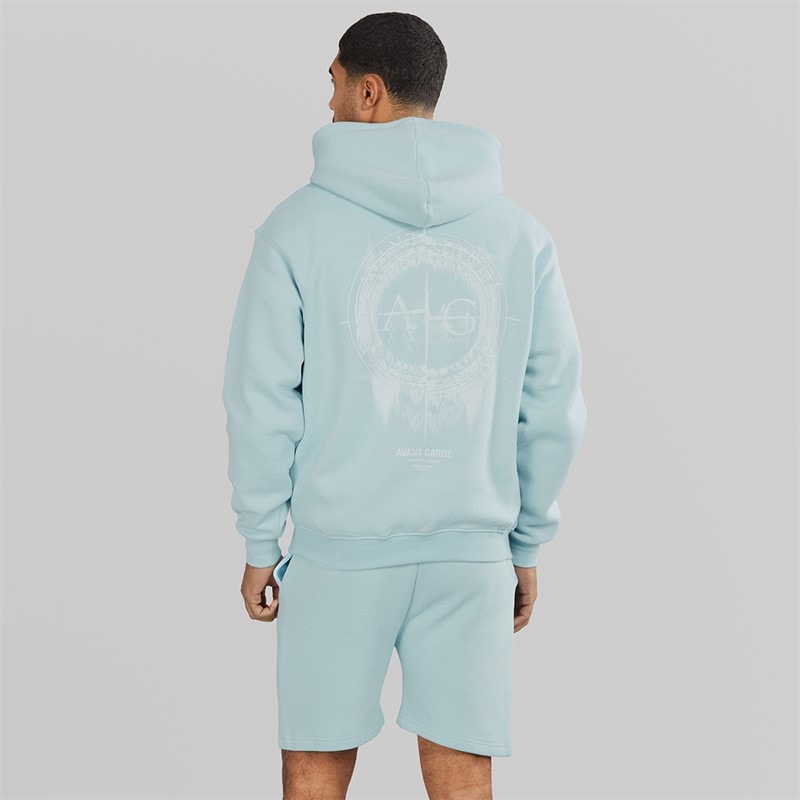Avant Garde Mens Fausser Hoodie And Shorts Set Skyblue - Image 2