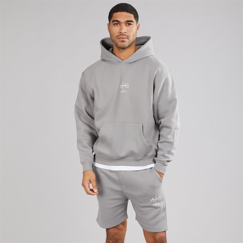 Avant Garde Mens Microscopique Hoodie And Shorts Set Steel - Image 1
