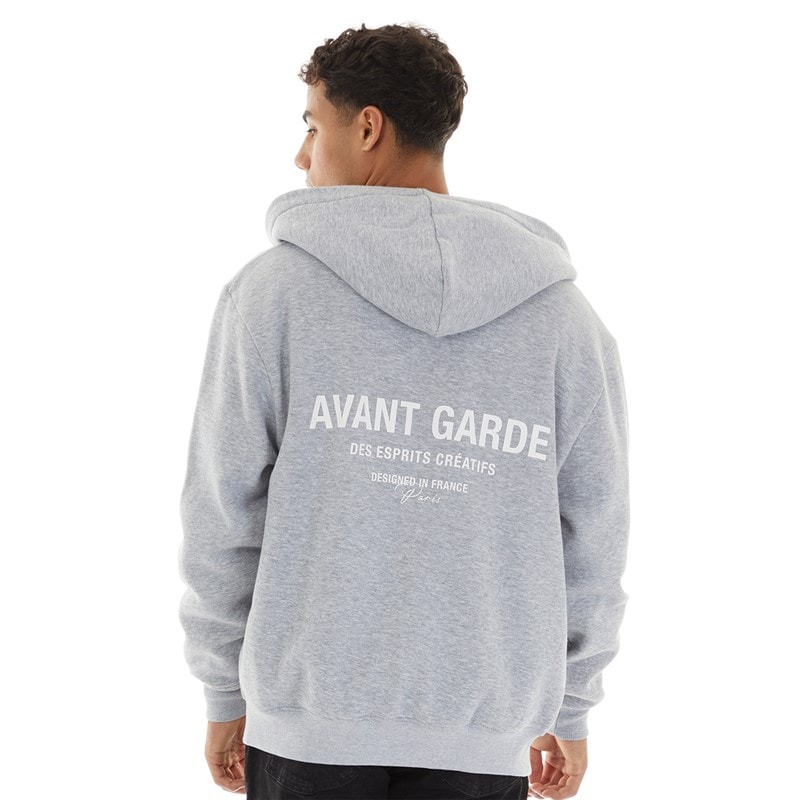 Avant Garde Mens Zip Hoodie Light Grey Marl - Image 2