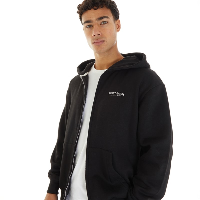 Avant Garde Mens Zip Hoodie Black - Image 2