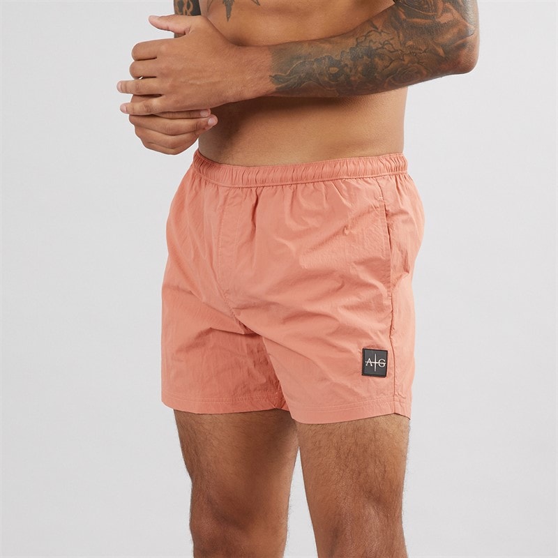 Avant Garde Mens Farris Crinkle Swim Shorts Burnt Orange