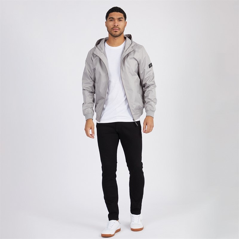 Avant Garde Mens Hooded Veste Bomber Jacket Light Grey - Image 3