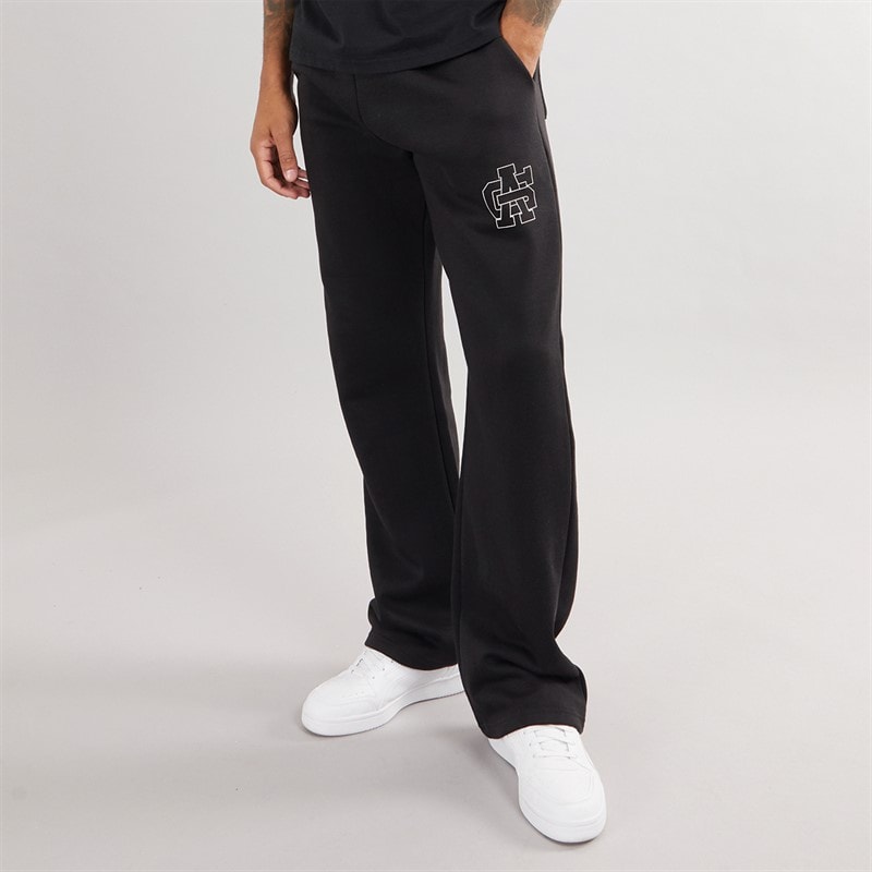 Avant Garde Mens Emblem Open Hem Joggers Black - Image 1